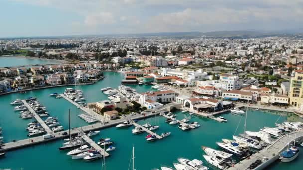 Drone View Limassol City Marina Port Cypr — Wideo stockowe