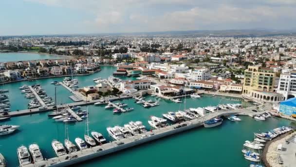 Drone View Limassol City Marina Harbor Cyprus — Stock Video