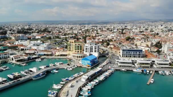 Drone View Limassol City Marina Harbor Cyprus — Stock Video