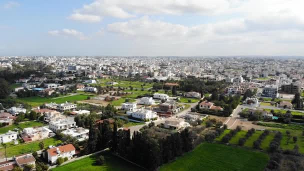 Drone Vista Capital Nicosia Parques Verdes Chipre — Vídeos de Stock