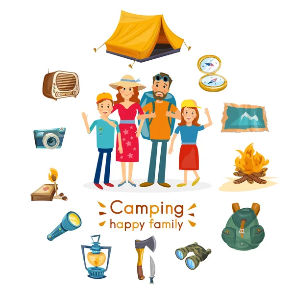 Camping family hiking and outdoor recreation vector