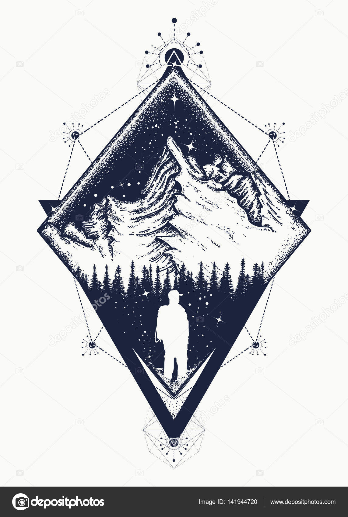 art de tatouage de style triangulaire de montagne symbole art de tatouage de style triangulaire de montagne symbole