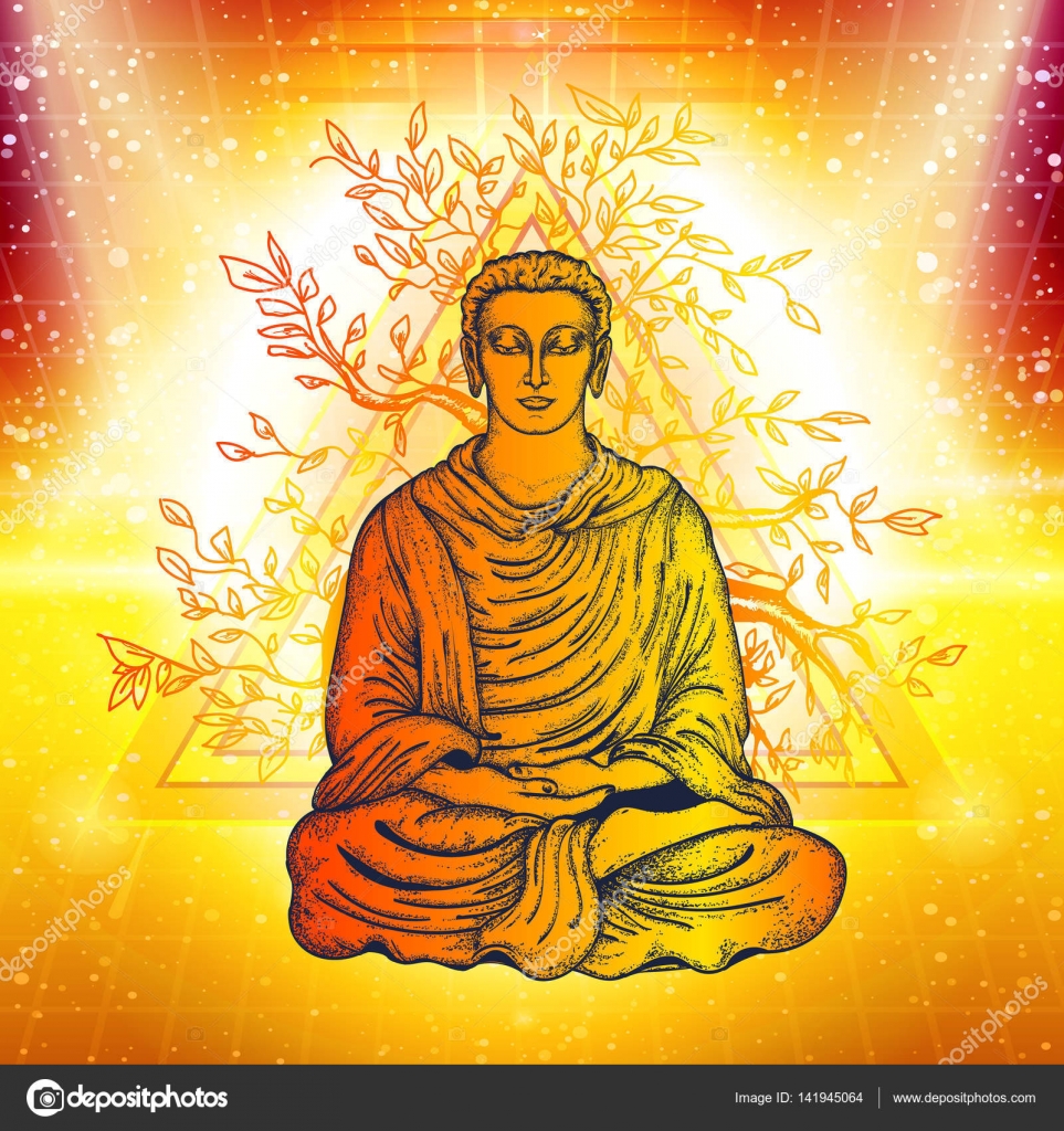 Download Buddha in a lotus pose. Meditation symbol, yoga ...