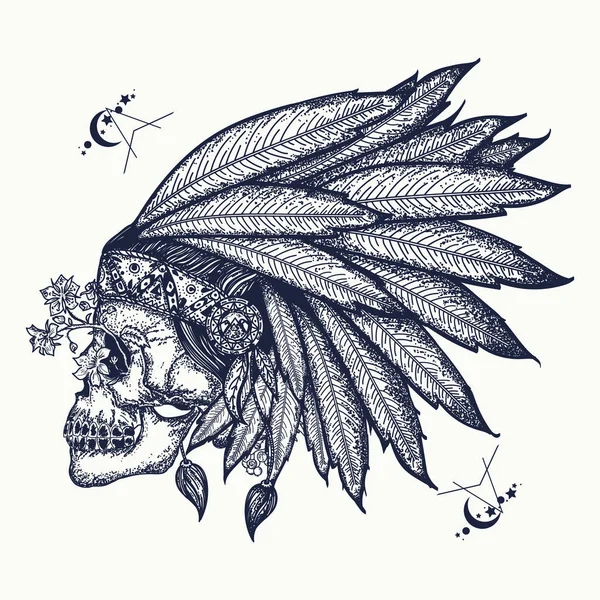 Indian skull tattoo art. Warrior symbol. Native American - Stock Image - Everypixel Indian skull tattoo art. Warrior symbol. Native American - Stock Image - Everypixel