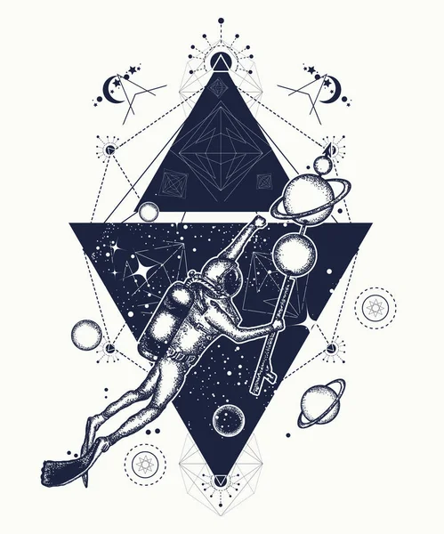 Retro Astronaut Tattoo