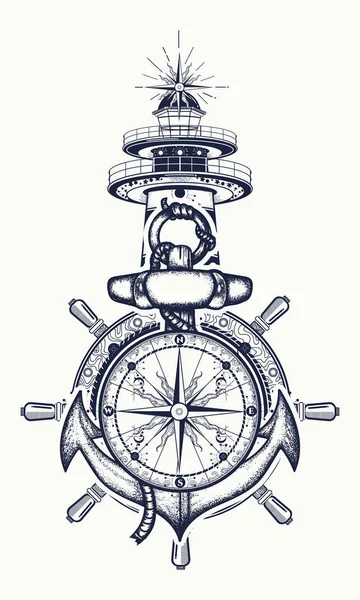 Creative sketch of tattoo - ship steering wheel — Stock Vector