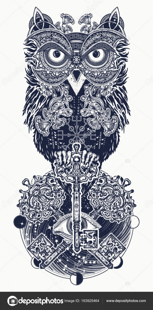 Vintage Owl Tattoo Owl Tattoo And T Shirt Design Owl Vintage