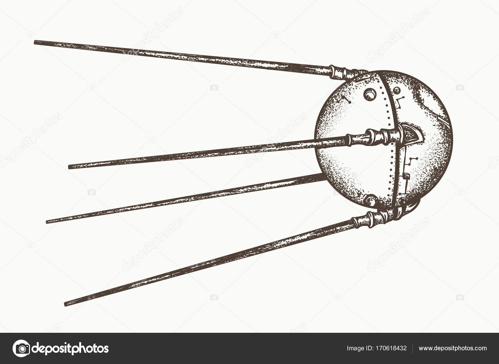 Sputnik Vector Earth Satellite Sputnik Hand Drawn Vector Image By C Intueri Vector Stock 170618432