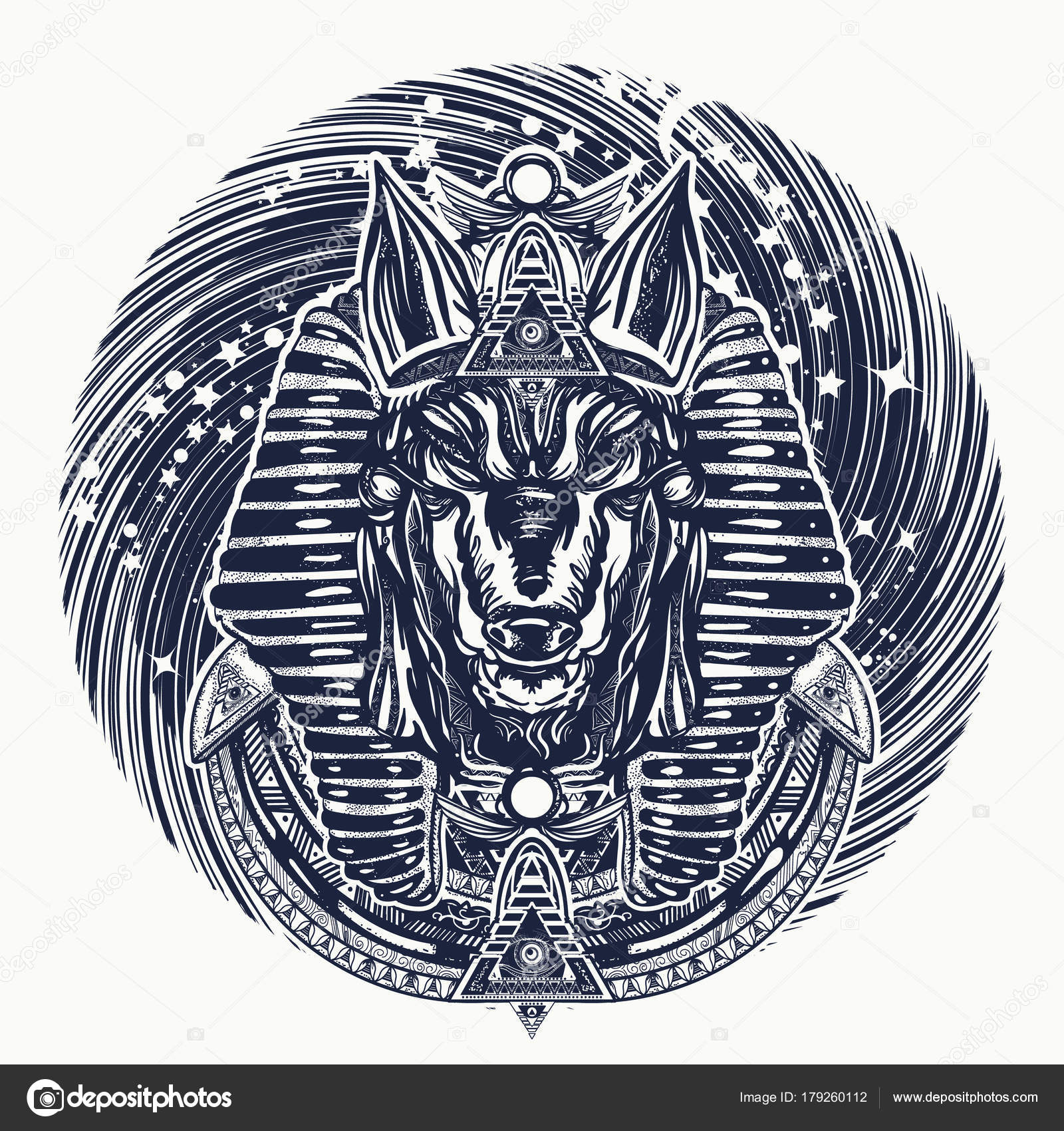 Anubis Universe Tattoo Shirt Design Ancient Egypt Anubis God War 