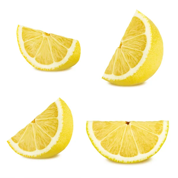 Fatias de limão conjunto isolado no fundo branco — Fotografia de Stock