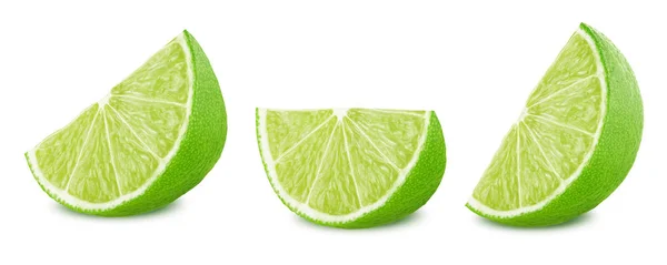 Lime slices set isolated on white background — Stok Foto