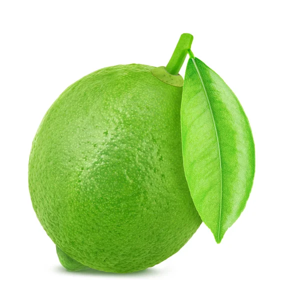 Lime with leaf isolated on white background — Stock Photo, Image