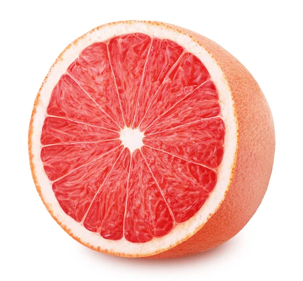 A fele elszigetelt fehér vörös grapefruit — Stock Fotó