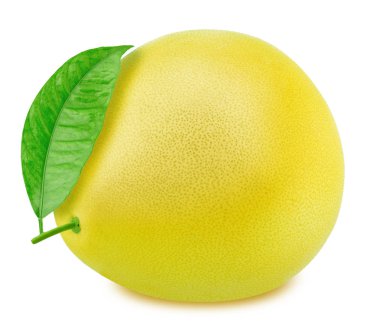 Beyaz bir arka plan üzerinde izole yaprak ile bütün pomelo.