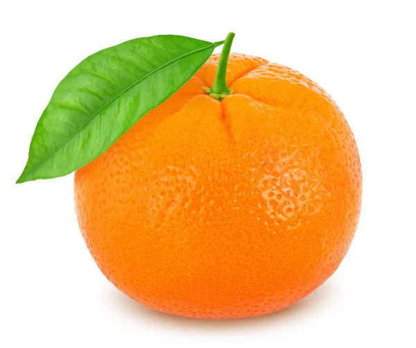 Mandarino con foglia isolata su fondo bianco — Foto Stock
