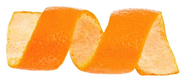 Peau de mandarine bouclée isolée sur fond blanc — Photo