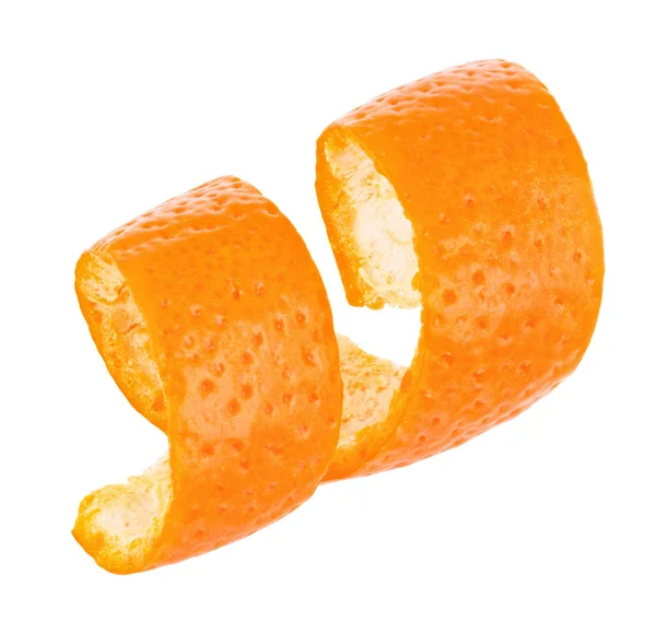 オレンジの皮の白い背景で隔離のカールします。 — ストック写真