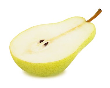 Olgun sarı armut yaprak izole yarısı