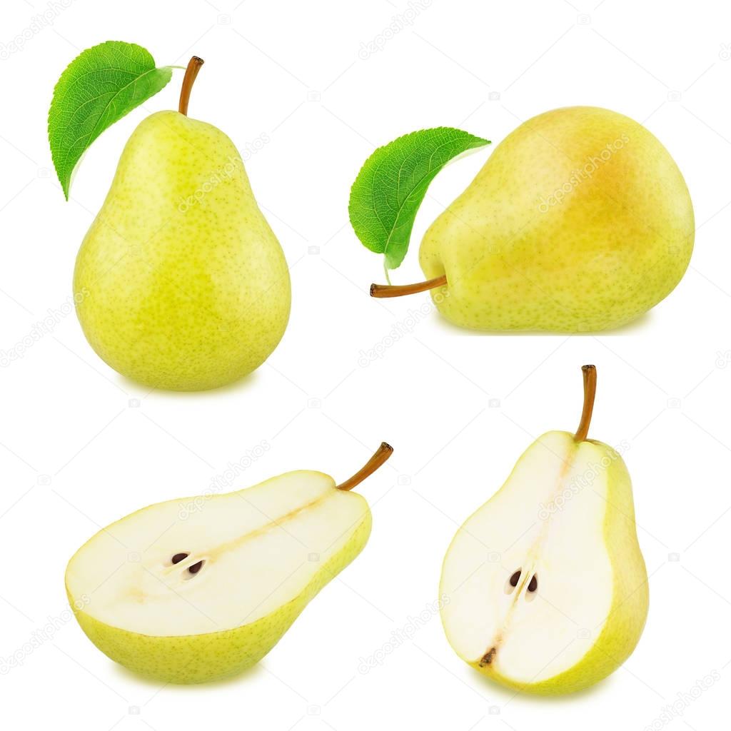 Set of yellow pear fruits