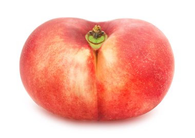 Düz nektarin beyaz izole. Tam alan derinliği.