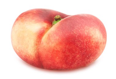 Düz nektarin beyaz izole. Tam alan derinliği.