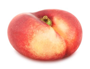 Düz nektarin beyaz izole. Tam alan derinliği.