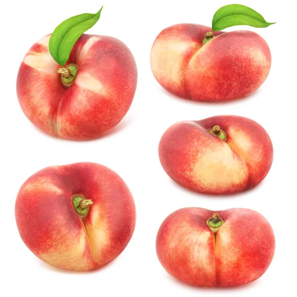 Set of flat nectarines isolated on white. — Stock Photo, Image