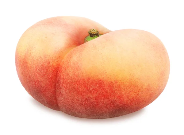 Flat peach isolated on white. Full depth of field. — Stock Photo, Image