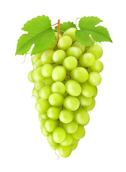 Anggur hijau dengan daun terisolasi pada putih — Stok Foto