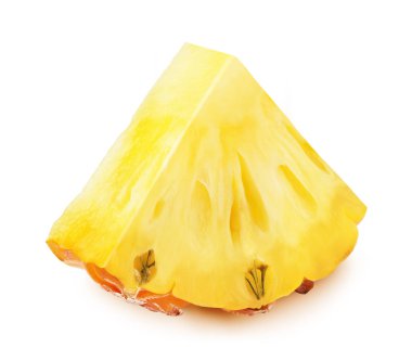 Dilim ananas beyaz izole. Tam alan derinliği.