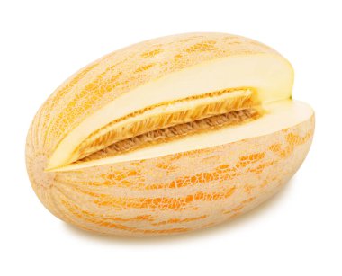 Beyaz bir arka plan kesme lezzetli kavun.