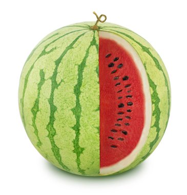 Cut tasty watermelon on a white background. clipart