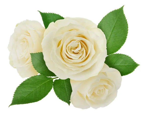 Arreglo floral hecho con rosas aisladas sobre un fondo blanco con camino de recorte . — Foto de Stock