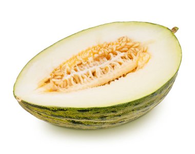 Half of a juicy melon with seeds
