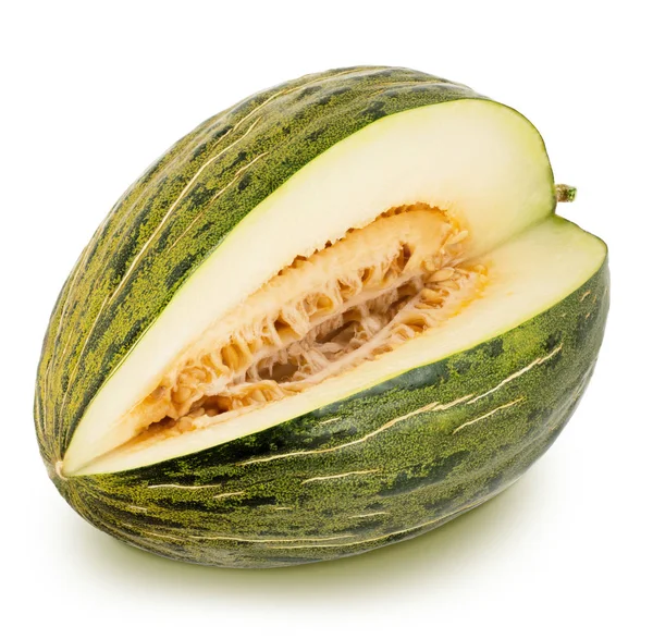 Cortar sabroso melón sobre un fondo blanco . — Foto de Stock