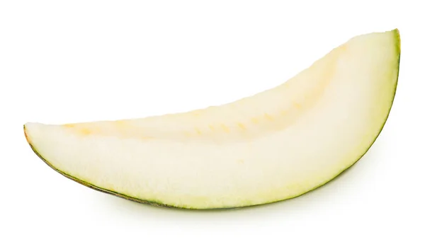 Snijd van een rijpe groene meloen geïsoleerd op een witte. — Stockfoto