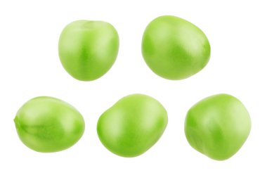 Beyaz arka planda izole edilmiş yeşil bezelye yığını. Tam alan derinliği.