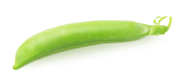 Closeup Whole Green Pea Pod Isolated White Background Package Design — Stock Photo, Image