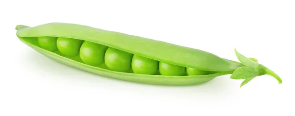 白い背景に隔離された豆と緑のエンドウ豆のポッドの閉鎖 パッケージデザイン要素として — ストック写真