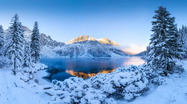 Vinter bergslandskap på sunrise — Stockfoto