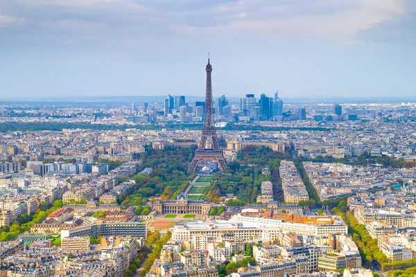 Vacker Paris Stadsbild Med Eiffeltornet Uppifrån Utsikt Från Montparnasse Soligt — Stockfoto