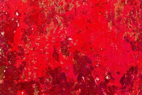 Peinture fissurée et pelante sur le mur rouge. Vue rapprochée. Grunge vieille texture. Surface rayée et ébréchée . — Photo