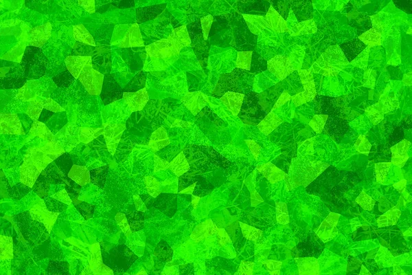 Σπασμένη πράσινη υφή. Κρυσταλλωμένο οικοδόμημα. Επιφάνεια με γρατσουνιές. Αφηρημένο φόντο. Μωσαϊκό ταπετσαρία. Πολύγωνο σχήματα και γεωμετρικά στοιχεία. Τσαλακωμένο φωτεινό υλικό. — Φωτογραφία Αρχείου
