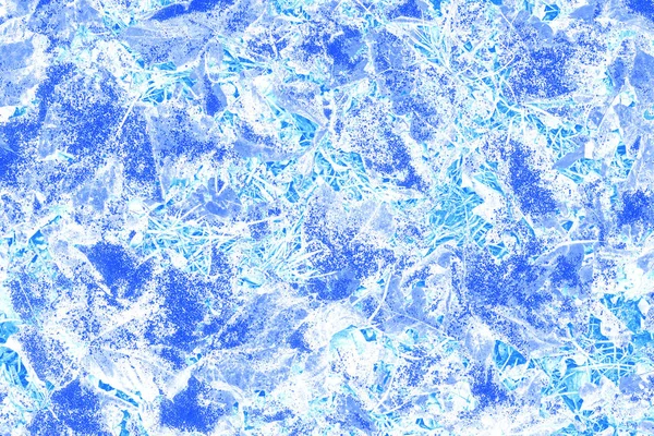 Cracked texture of ice. Blue ice surface with scratches. New year and Christmas abstract background. — Stock Photo, Image