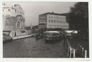 Vintage Fotoğraf İtalyan town - Venedik gösterir. Retro siyah ve beyaz fotoğraf.