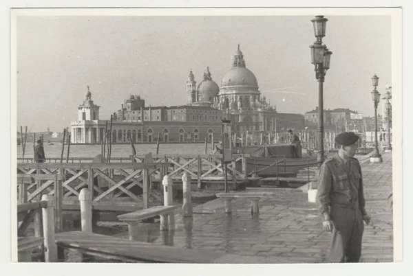 Vintage photo shows the Italian town - Venice.  Retro black & white  photography. — Stock Photo, Image