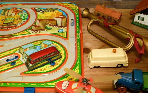 Vintage toys. Toys for boys. Retro toys. — Stock Photo, Image