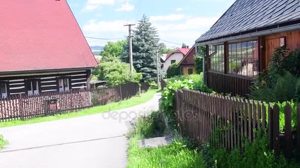 Αγροτικό σπίτι στο χωριό Τσεχίας. Παλιό αγροτικό σπίτι. — Αρχείο Βίντεο