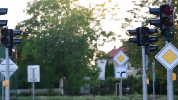 View of playground traffic. Abandoned playground traffic in the summer. Low DOF — Stock Video