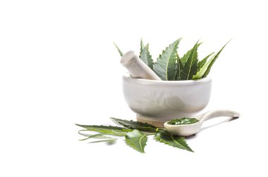 Tıbbi Neem yaprağı harç ve havaneli ile neem Yapıştır